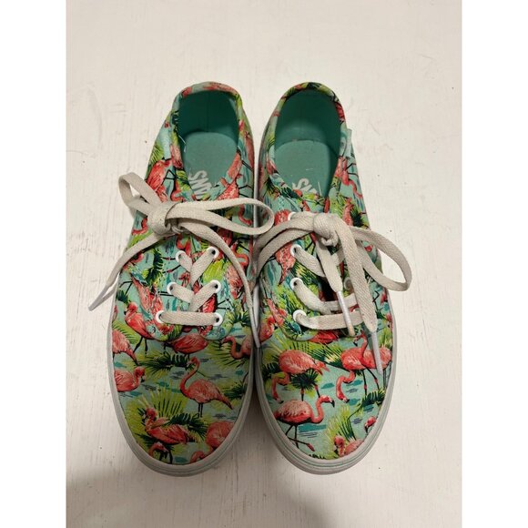 Vans Womens Tropical Flamingo Print Sneakers Size‎ 4 - Picture 1 of 10